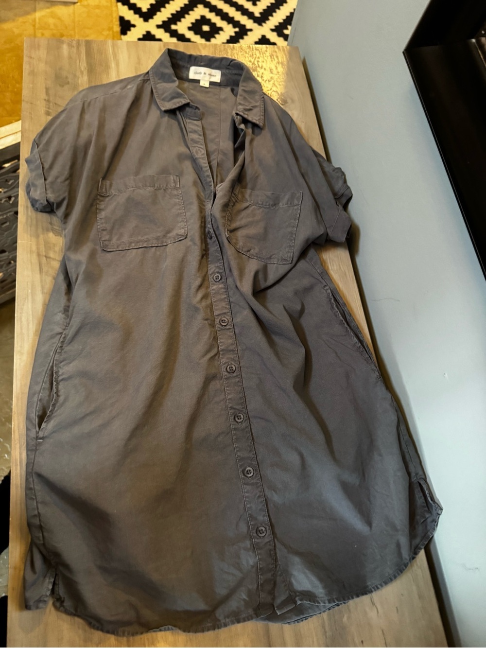 cloth & stone Dark Charcoal Button-Front Dress - Picture 2 of 7
